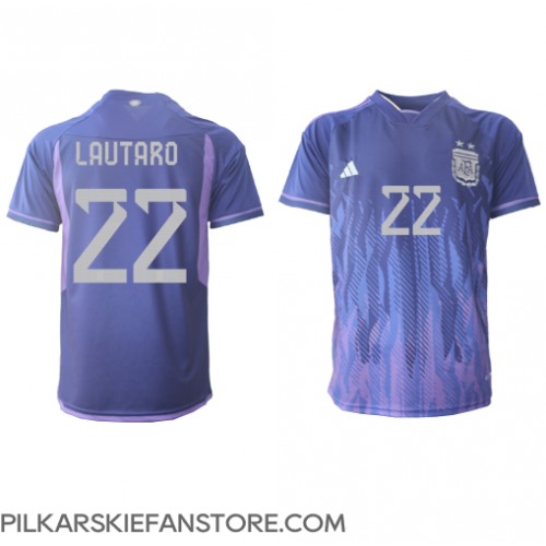 Tanie Strój piłkarski Argentyna Lautaro Martinez #22 Koszulka Wyjazdowej MŚ 2022 Krótkie Rękawy